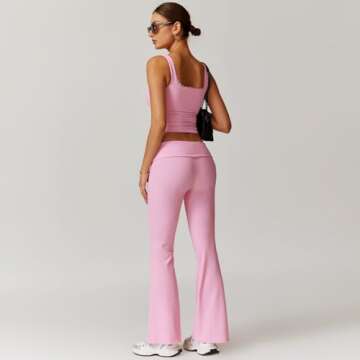 Women's Workout Set – Gym Outfit with Compression Leggings, Stretch Fabric, Design for Yoga, Running, and Fitness (US, Alpha, Small, Regular, Regular, Pink(tank top+long pants))