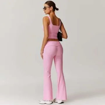 Women's Workout Set – Gym Outfit with Compression Leggings, Stretch Fabric, Design for Yoga, Running, and Fitness (US, Alpha, Small, Regular, Regular, Pink(tank top+long pants))