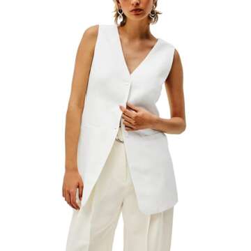 Trendy Summer Women's Linen Vest Tops Lightweight Blazer