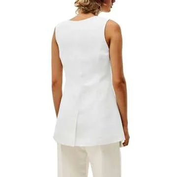 Trendy Summer Women's Linen Vest Tops Lightweight Blazer