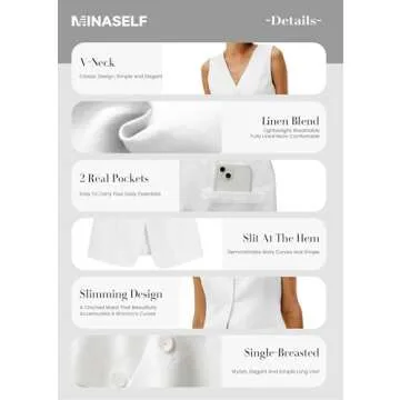 Trendy Summer Women's Linen Vest Tops Lightweight Blazer