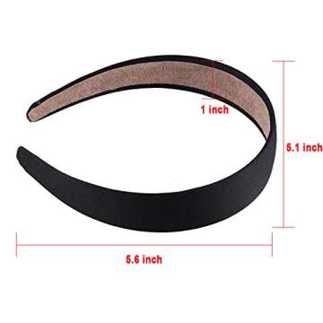 SIQUK 18 Pieces Satin Headbands - Black Non-slip Hair Accessories for Women and Girls
