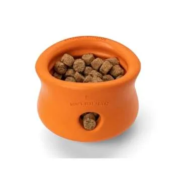 WEST PAW Zogoflex Toppl Treat Dispensing Dog Toy Puzzle – Interactive Chew Toys for Dogs – Dog Toy for Moderate Chewers, Fetch, Catch – Holds Kibble, Treats, X-Large, Tangerine