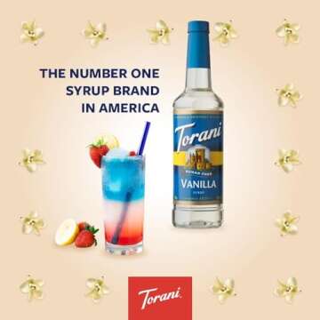 Torani Sugar Free Coffee Syrup, Vanilla Flavored Syrup for Drinks, Zero Calorie, Pump Included, 25.4 Fl Oz