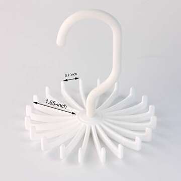 Z ZICOME 3 Pack Twirl Ties Rack Closet Organizer Tie Hanger Hook Headband Holder (White)