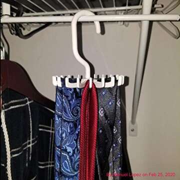 Z ZICOME 3 Pack Twirl Ties Rack Closet Organizer Tie Hanger Hook Headband Holder (White)