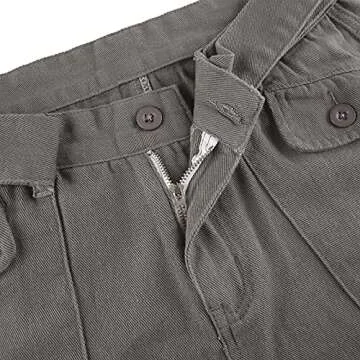 Y2k Vintage Cargo Jeans with Stitching Pockets Indie Aesthetics Low Waist Pants 2000s Baggy Flare Denim Trousers Autumn (Gray, Medium)