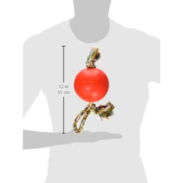 Jolly Pets Romp-n-Roll Rope and Ball Dog Toy, 4.5 Inches/Small, Orange