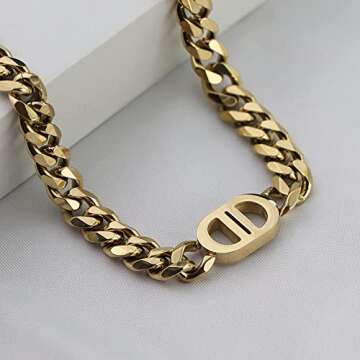 Cuban Link Chain for Women 18k Gold for Love Stainless Steel Hinged Love Jewelry Choker Necklace Gift for Women Teen Girls