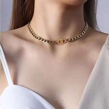 Cuban Link Chain for Women 18k Gold for Love Stainless Steel Hinged Love Jewelry Choker Necklace Gift for Women Teen Girls