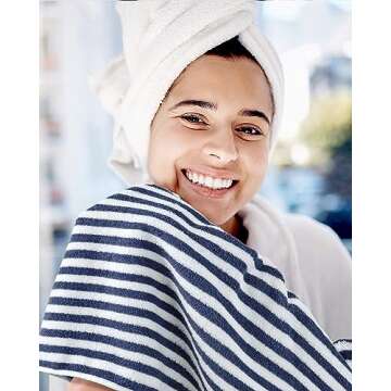 Cleanbear Hand Towels for Bathroom, Breton Stripe Hand Towels Set of 6 Pack, Blue and White Stripes for Bathroom Decor and Daily Use (28 x 13 Inches)