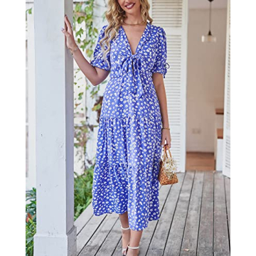 BTFBM Casual Beach Dress for Women - Summer Floral Style