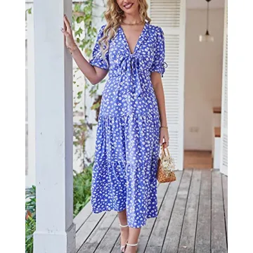 BTFBM Casual Beach Dress for Women - Summer Floral Style