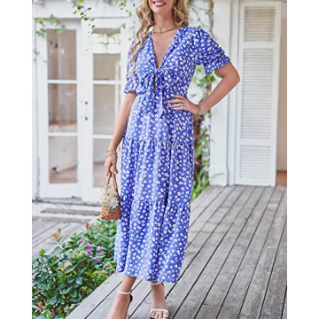 BTFBM Casual Beach Dress for Women - Summer Floral Style