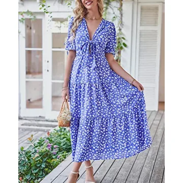 BTFBM Casual Beach Dress for Women - Summer Floral Style