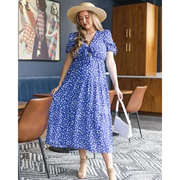 BTFBM Casual Beach Dress for Women - Summer Floral Style