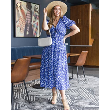 BTFBM Casual Beach Dress for Women - Summer Floral Style