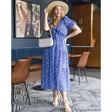 BTFBM Casual Beach Dress for Women - Summer Floral Style