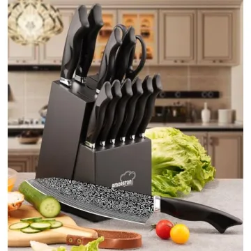 15-Piece Kitchen Knife Set with Sharpener & Block
