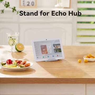 Laivli Tilt Stand for Echo Show 15 & Hub, Easy Switch Portrait to Landscape, No Mounting, Foldable Stand with Tray Organizer, Silver