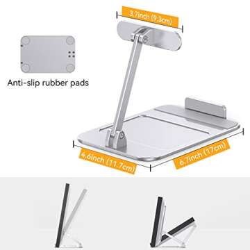 Laivli Tilt Stand for Echo Show 15 & Hub, Easy Switch Portrait to Landscape, No Mounting, Foldable Stand with Tray Organizer, Silver