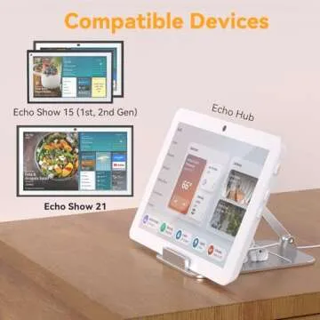 Laivli Tilt Stand for Echo Show 15 & Hub, Easy Switch Portrait to Landscape, No Mounting, Foldable Stand with Tray Organizer, Silver