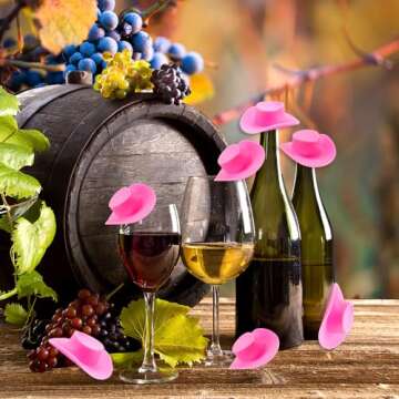 Acxico 10pcs Plastic Mini Miniature Cute Western Cowgirl Pink Cowboy Hat for Doll Dress Up Party Acc...