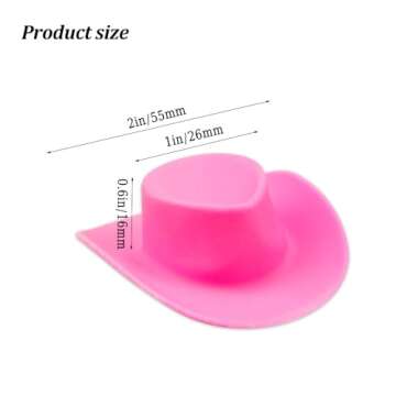Acxico 10pcs Plastic Mini Miniature Cute Western Cowgirl Pink Cowboy Hat for Doll Dress Up Party Accessories