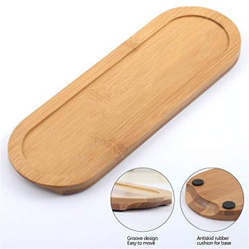 Porcelain Condiment Jar Spice Container with Lids - Bamboo Cap Holder Spot, Ceramic Serving Spoon, Wooden Tray Best Pottery Cruet Pot for Your Home, Kitchen, Counter. White,170 ML (5.8 OZ), Set of 3