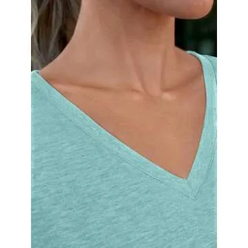 AUTOMET T Shirts Short Sleeve V Neck Tees Tops for Women Fashion Trendy Lightweight Soft Casual Summer Outfits Clothes 2025 Aqua S