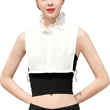 Elegant Women's White Chiffon Detachable Dickey Collar Half Shirt Blouse Collar