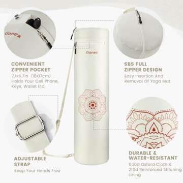 Gonex Yoga Mat Bag, Yoga Mat Carrier Full-Zip Exercise Yoga Mat Carry Bag for Women Men with a Wet Pocket and Zipper Pocket Extra Wide Adjustable Shoulder Strap