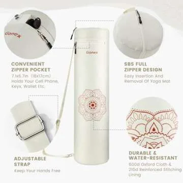 Gonex Yoga Mat Bag, Yoga Mat Carrier Full-Zip Exercise Yoga Mat Carry Bag for Women Men with a Wet Pocket and Zipper Pocket Extra Wide Adjustable Shoulder Strap