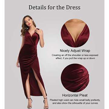 Ababalaya Women's Luxurious Velvet Long Bridesmaid Dresses Formal Dresses for Winter/Fall Wedding, B...