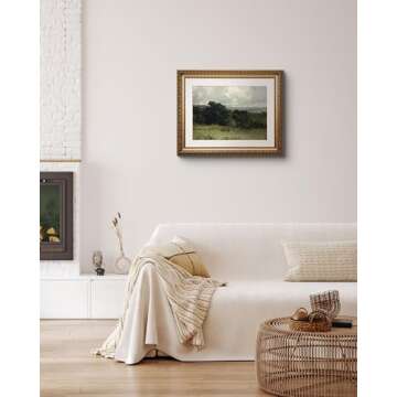 ARPEOTCY Vintage Framed Landscape Wall Art, Bedroom Bathroom Living Room Pastures Scenery Paintings Retro Decor, Canvas Prints Art, Gold Antique Picture Frame Home Wall Decor, 13x16 Inch