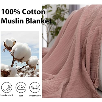 Comfortable Dusty Rose Cotton Throw Blanket for Home