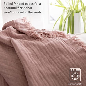 Comfortable Dusty Rose Cotton Throw Blanket for Home