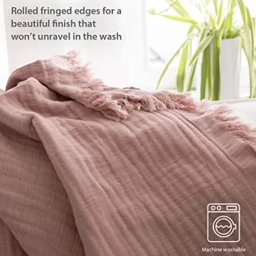 Comfortable Dusty Rose Cotton Throw Blanket for Home