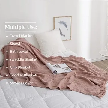 Comfortable Dusty Rose Cotton Throw Blanket for Home