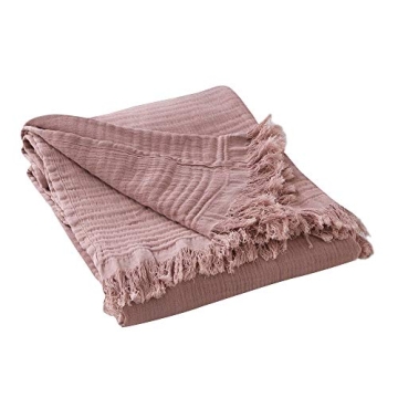 Comfortable Dusty Rose Cotton Throw Blanket for Home