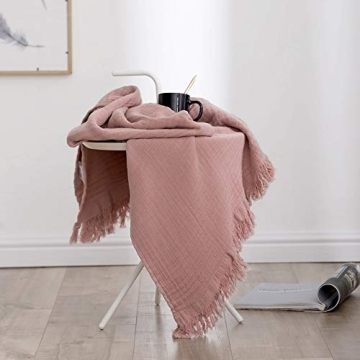 Comfortable Dusty Rose Cotton Throw Blanket for Home