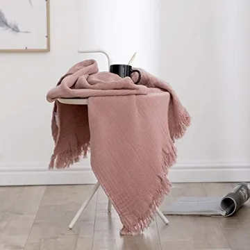 Comfortable Dusty Rose Cotton Throw Blanket for Home