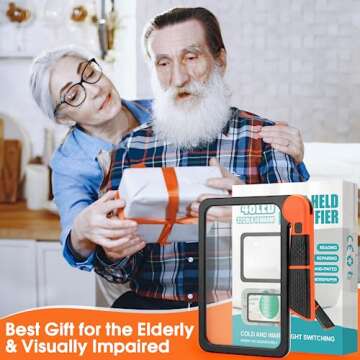 Large Magnifying Glass with Light, Full Page 5X Magnifier 48LED Cold & Warm Light with 3 Modes, Fold...