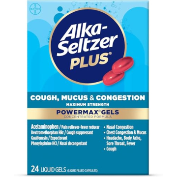 Alka-Seltzer Plus Maximum Strength Cough, Mucus & Congestion Powermax Liquid Gels, Fast and Effectiv...