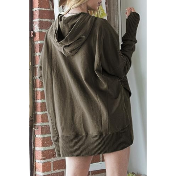 AlvaQ Oversized Half Button Hoodie Sweatshirt for Women