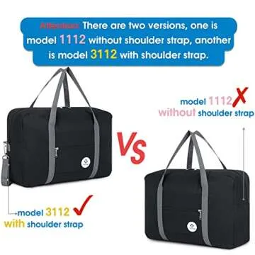 For Spirit Airlines Personal Item Bag 18x14x8 Foldable Travel Duffel Bag Tote Carry on Luggage Duffle Overnight for Women and Men (3112-Black)