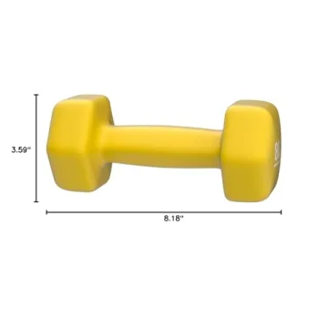 Amazon Basics Neoprene Coated Hexagon Workout Dumbbell Hand Weight, 8 pound, Set of 2, Yellow