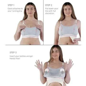 BRAVADO! DESIGNS Women's Maternity Clip and Pump Hands-Free Nursing Bra Accessory, Dove Heather, Small