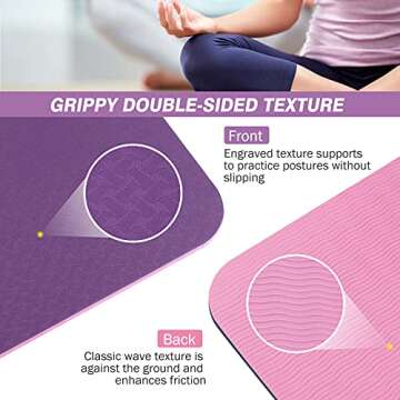 BOBO BANANA 1/4 Thick TPE Yoga Mat,72"x24" Eco-friendly Non-Slip Exercise & Fitness Mat for Men&Women with Carrying Strap, Home Workout Mat for Yoga,Pilates& Floor Exercise (purple)