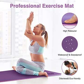 BOBO BANANA 1/4 Thick TPE Yoga Mat,72"x24" Eco-friendly Non-Slip Exercise & Fitness Mat for Men&Women with Carrying Strap, Home Workout Mat for Yoga,Pilates& Floor Exercise (purple)